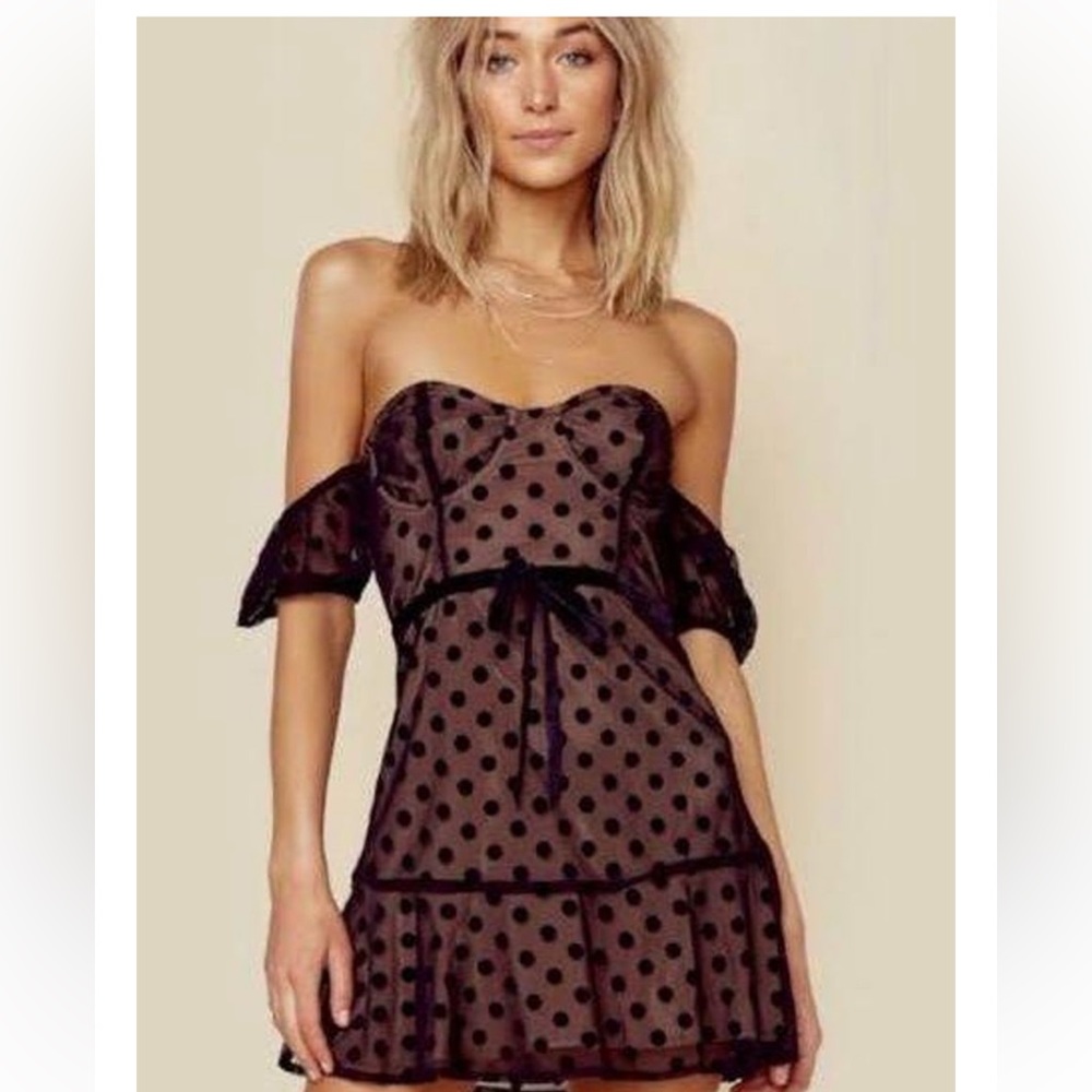 For love and lemons black polka dot dress